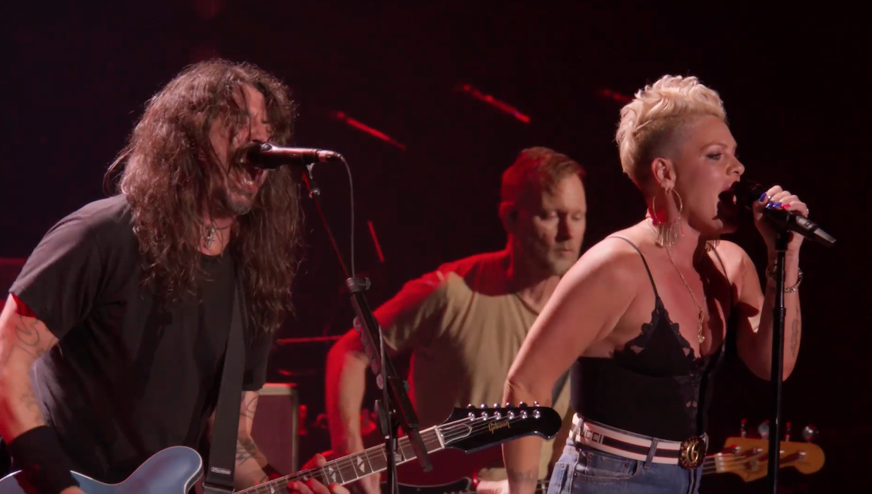 Foo Fighters, Pink, and Jon Theodore Perform "Pretender" at LA Taylor Hawkins Tribute Concert